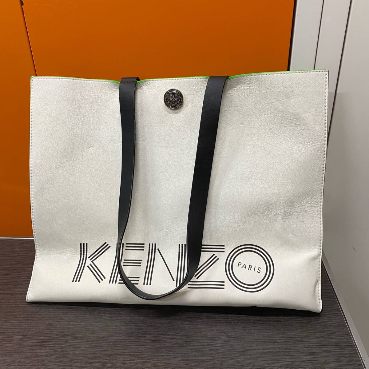 ケンゾー KENZO/H&M ロゴ トートバッグ ホワイト ブラック/988の画像1