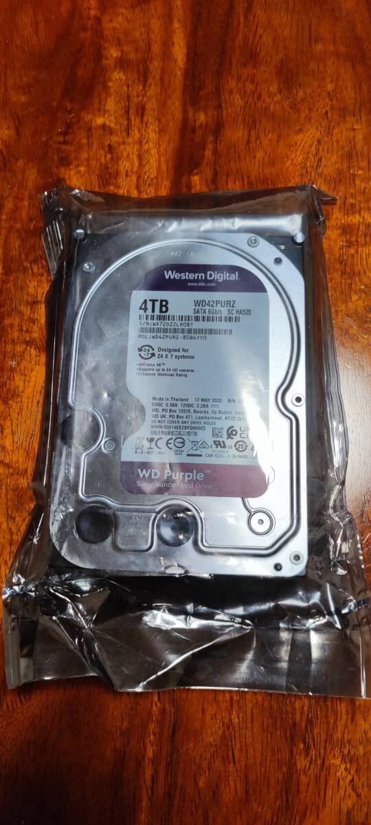 HDD４TB：Western Digital WD Purple 4TB HDD WD42PURZの画像1