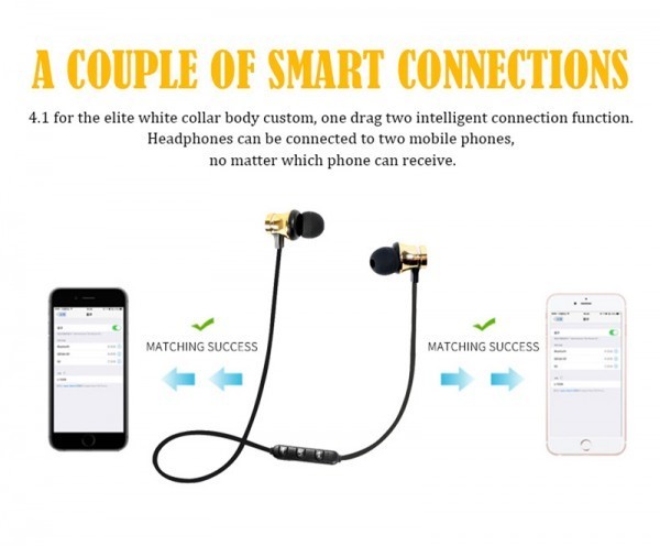 匿名 ワイヤレス Bluetooth イヤホン ヘッドセット マイク付き ブルー マグネット