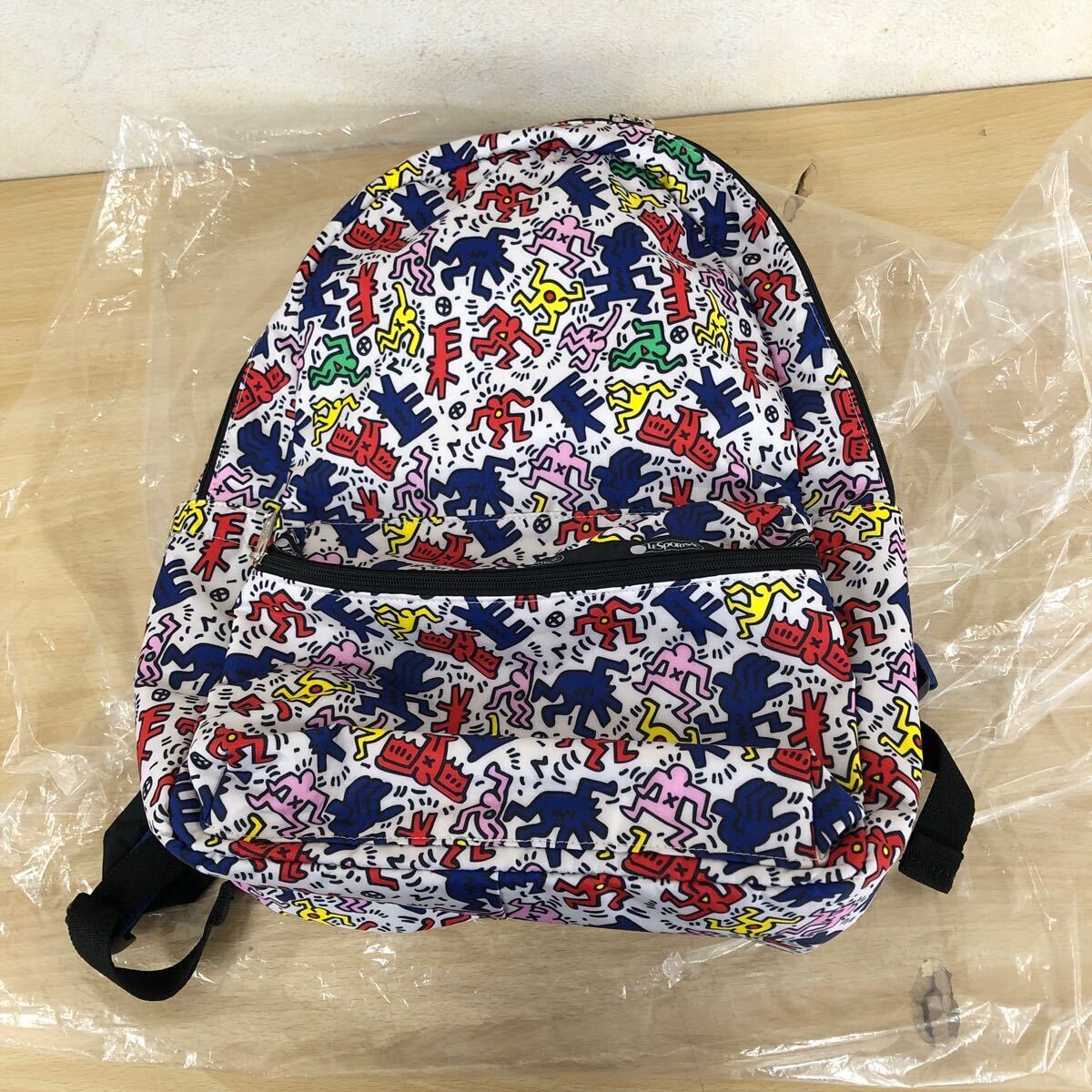 中古品 リュックサック LESPORISAC × Keith Haring レスポートサックとキースヘリングコラボ品 CARSON BACKPACK EVERY BODY DANCE バックの画像1