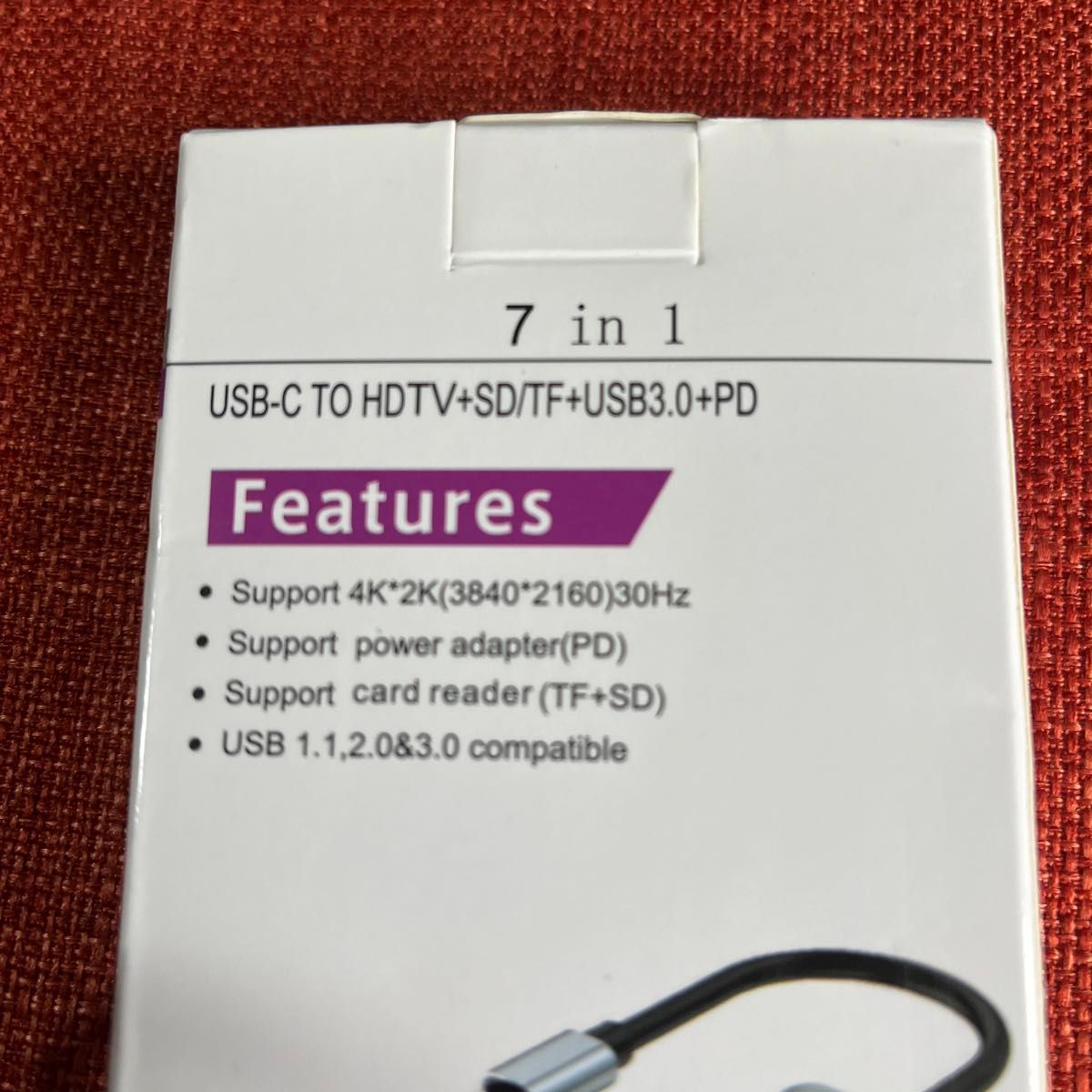 Type-C Adapter 7 in 1 HDMI:4K 30Hz, PD,SD,micro SD, USB3.0×3