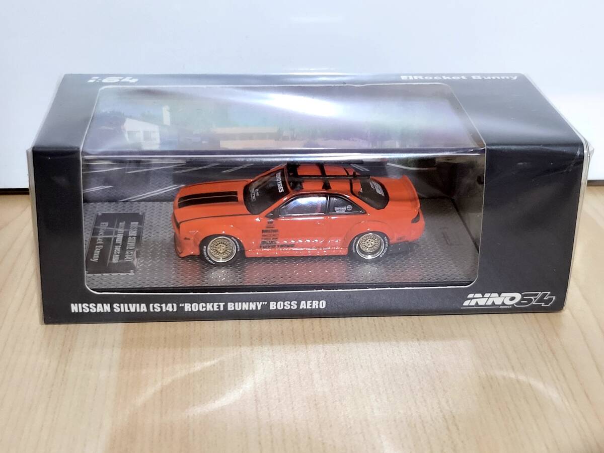 1/64 未開封未展示希少品 車載用ロードバイク付製品 INNO64 NISSAN SILVIA(S14) ”ROCKET BUNNY” BOSS AERO 日産シルビア ロケットバニーの画像1