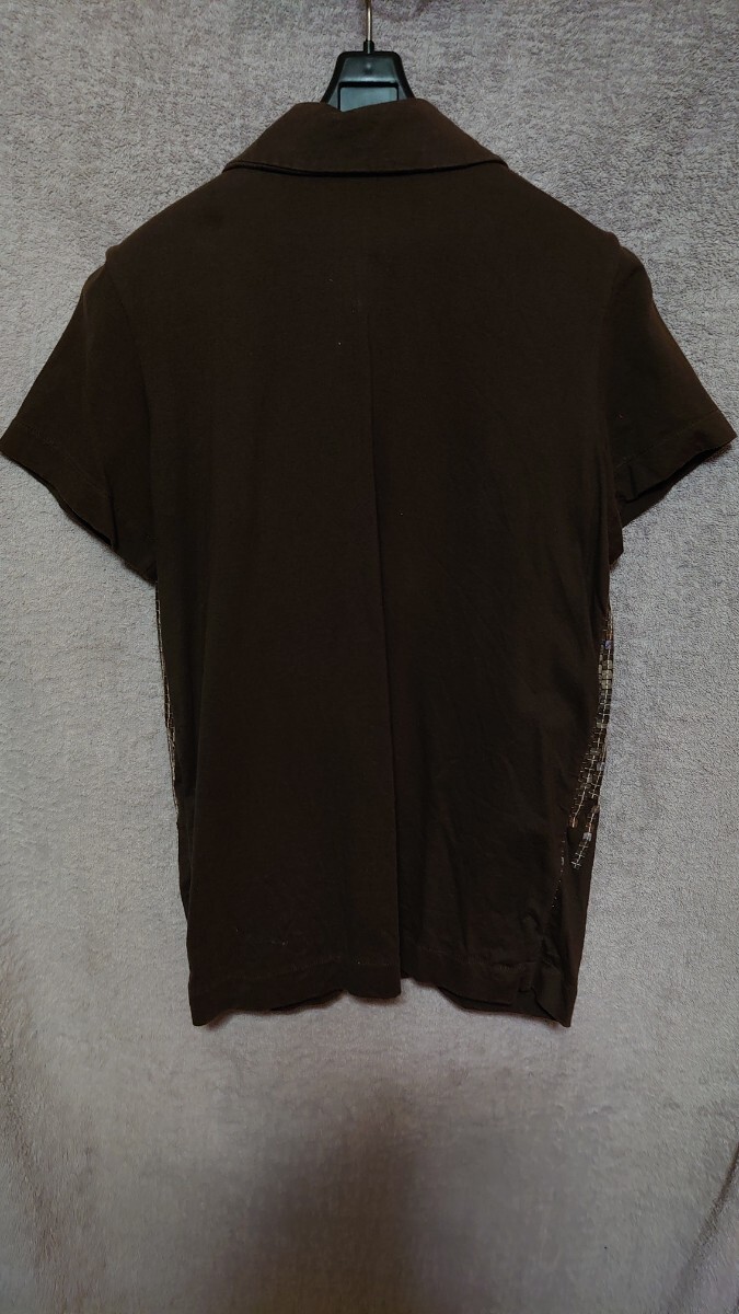 トリコ コム・デ・ギャルソン tricot COMME des GARCONS シャツ ブラウス 茶 ブラウン スパンコール シークエンス 半袖の画像3
