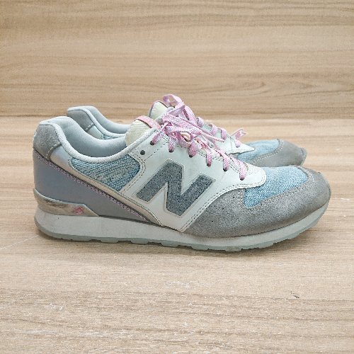 ◇ New Balance ニューバランス WR996EK デニム カジュアル スニーカー シューズ サイズ24.5 グレー系 レディース E_画像3