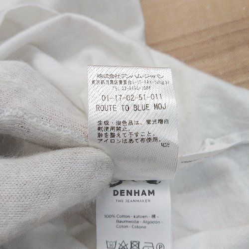 ◇ DENHAM デンハム クルーネック プリント 綿100％ 半袖 Tシャツ サイズXL ホワイト系 メンズ E_画像7