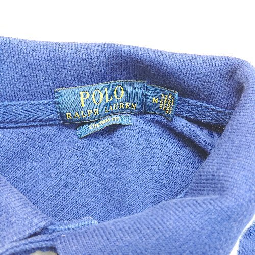 ◇ POLO RALPH LAURE ポロラルフ ローレン シンプル 胸ワンポイント刺? 半袖 ポロシャツ サイズM ブルー メンズ E_画像3