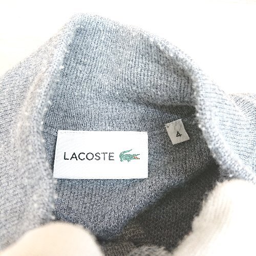 ◇ LACOSTE ラコステ カジュアル シンプルロゴ 柔らか素材 長袖 カーディガン サイズ40 グレー メンズ E_画像3