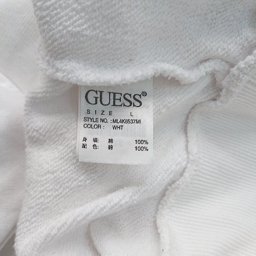 ◇ GUESS ゲス バックプリントあり ブランドロゴあり 長袖 トレーナー サイズL ホワイト系 メンズ E_画像4