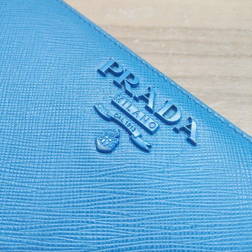 ◇ ◎ PRADA プラダ シンプル 収納力 ブランドロゴ 綺麗め 長財布 ウォレット ブルー レディース E_画像8