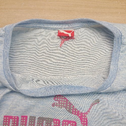 ◇ PUMAプーマ スポーティアウトドア 薄手生地速乾性 かわいい 半袖 Tシャツ 表記なし ブルー レディース E_画像5