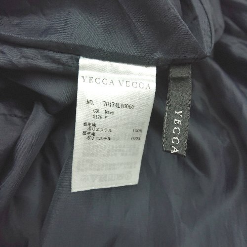 ◇ YECCA VECCA ベロア ウエストバックゴム サイドジップ ひざ丈 フレア スカート サイズF ネイビ－系 レディース E_画像4