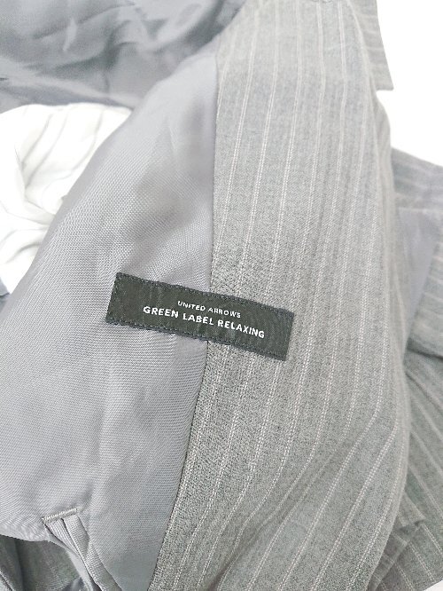 ◇ green label relaxing UNITED ARROWS ストライプ ミニ シングル スカート スーツ 上下 サイズ36 グレー系 レディース P_画像3