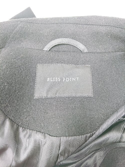 ◇ BLISS POINT ブリスポイント ウール混 シンプル 通勤 OL 長袖 コート サイズL ブラック レディース P_画像3