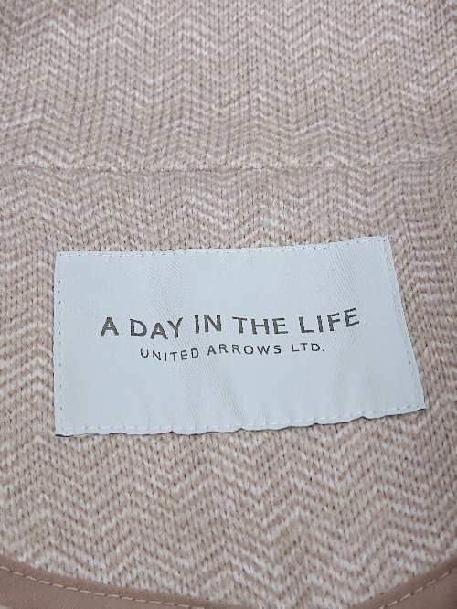 ◇ A day in the life UNITED ARROWS アデイインザライフ ヘリンボーン 長袖 コート ベージュ レディース P_画像3