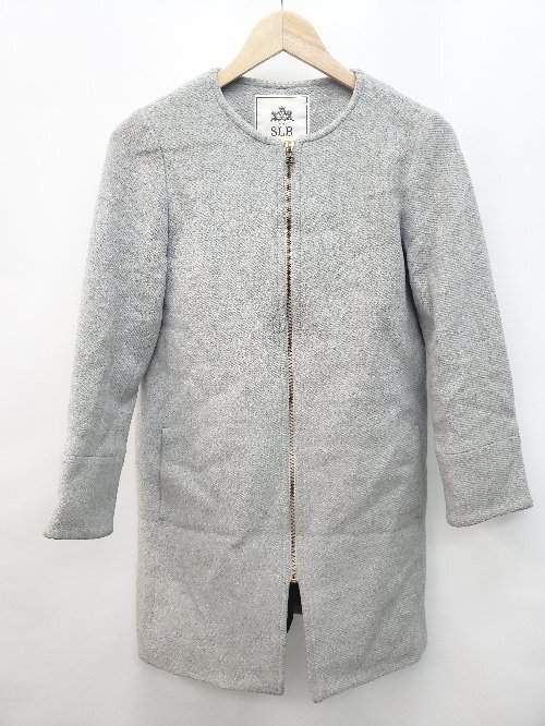 ◇ SLOBE IENA スローブ イエナ ノーカラー ウール混 アンゴラ混 長袖 コート ブルゾン サイズ38 グレー レディース P