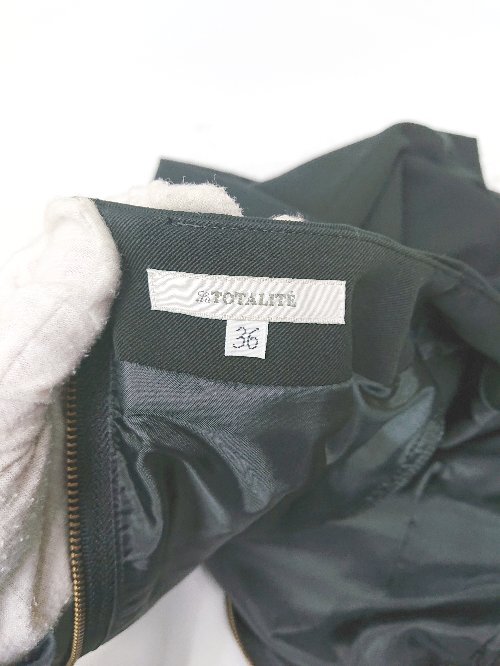 ◇ La?Totalite? シンプル バックジップ デザインスリーブ 七分袖 ミニ ワンピース サイズ36 ブラック レディース P_画像3