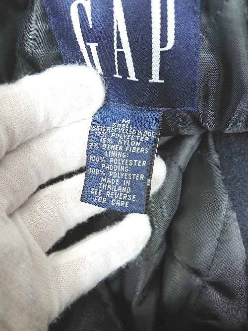 ■ GAP ギャップ ウール混 ステンカラー 無地 長袖 コート サイズM ネイビー メンズ P_画像4