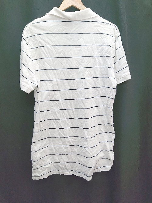 ◇ ellesse エレッセ ボーダー ロゴワッペン 半袖 ポロシャツ Tシャツ サイズL ホワイト メンズ P_画像2