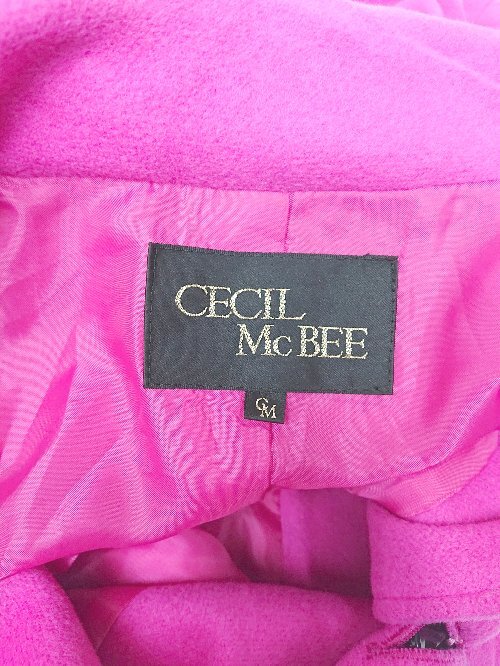 ◇ CECIL McBEE セシルマクビー ギャル系 アンゴラ混 ウール 長袖 コート ショッキングピンク系 レディース P_画像3