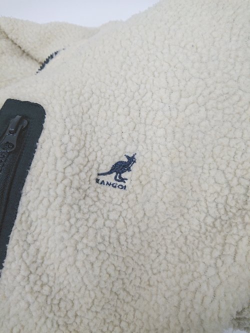 ◇ KANGOL ジップアップ ロゴ刺繍 リバーシブル 長袖 ジャケット ブルゾン サイズＭ ブラック ホワイト系 メンズ P_画像5