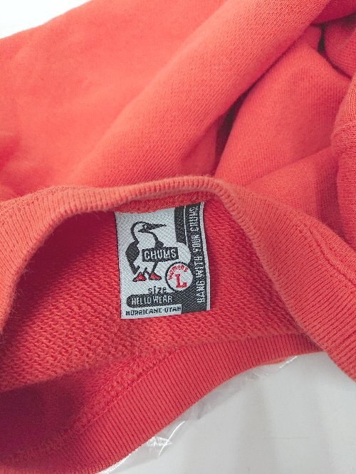* CHUMS Chums большой Logo вырез лодочкой рубашка с коротким рукавом cut and sewn размер L orange серия женский P