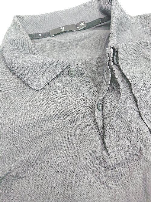 ◇ UNIQLO ユニクロ リラックスフィット 半袖 ポロシャツ サイズL グレー系 メンズ P_画像7