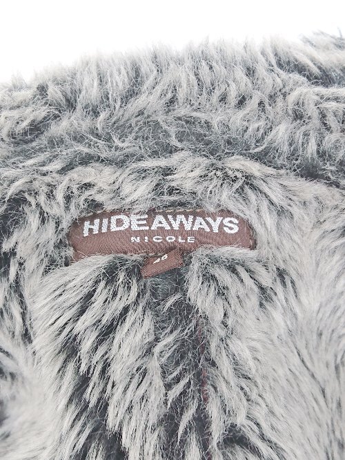 ■ HIDEAWAYS スウェード調 裏地フェイクファー 2WAY 長袖 コート ジャケット サイズ46 ボルドー グレー系 メンズ P_画像3