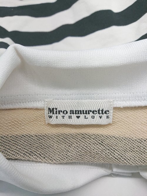 ◇ MIRO AMURETTE ボーダー カジュアル 可愛い 半袖 Tシャツ カットソー サイズM ホワイト ブラック レディース P_画像3