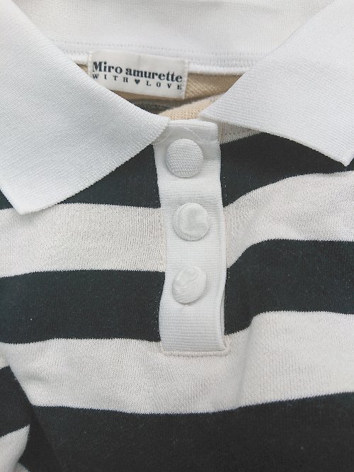 ◇ MIRO AMURETTE ボーダー カジュアル 可愛い 半袖 Tシャツ カットソー サイズM ホワイト ブラック レディース P_画像6