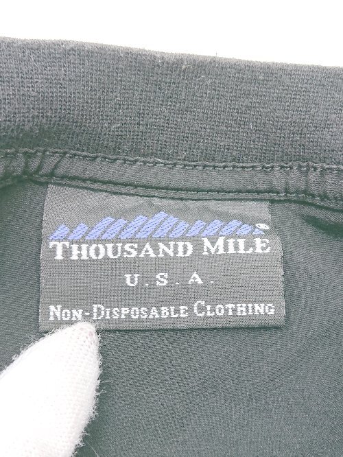 ◇ THOUSAND MILE サウザンドマイル ナイロン ワンポイントロゴ 半袖 Tシャツ カットソー サイズＭ ブラック メンズ P_画像3