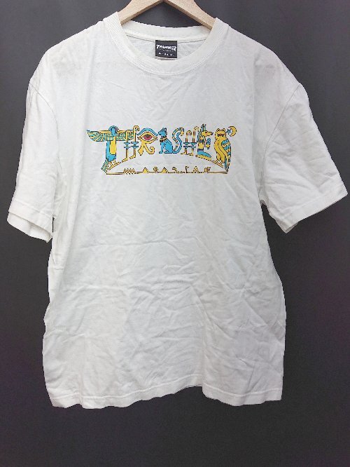 ◇ THRASHER スラッシャー プリント エジプト 半袖 Tシャツ カットソー サイズXL ホワイト イエロー ブルー メンズ P_画像1
