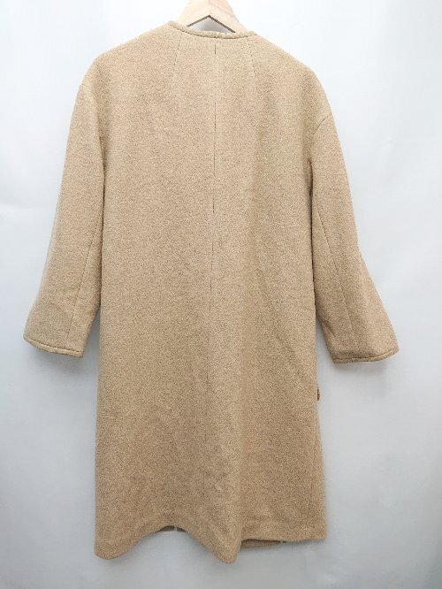 ◇ ◎ PLAIN PEOPLE プレインピープル パイピング ボタンレス 長袖 ノーカラー コート サイズ2 ベージュ レディース P_画像2