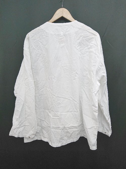 ◇ HINSON ヒンソン コットン フロントボタン ノーカラー 長袖 シャツ サイズＭ ホワイト メンズ P_画像2