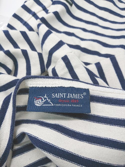 ◇ SAINT JAMES フランス製 ボートネック ボーダー 長袖 シャツ カットソー サイズＭ ホワイト ネイビー レディース P_画像3