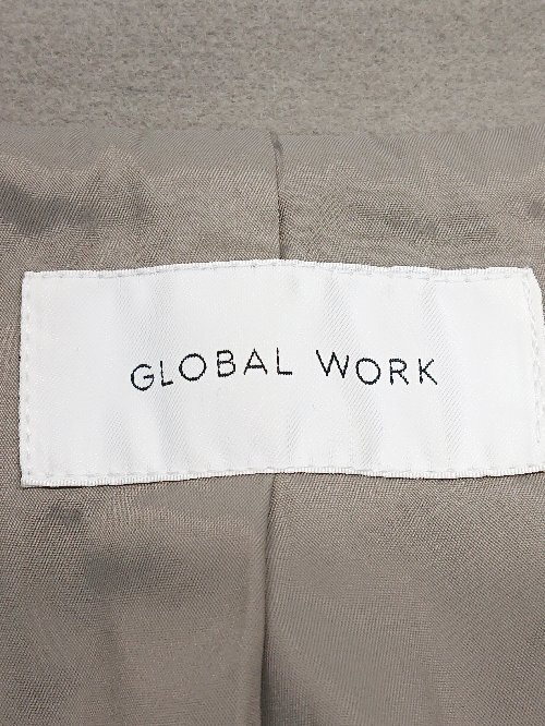 ◇ GLOBAL WORK グローバルワーク ステンカラー 無地 ロング 長袖 コート サイズＭ ライトグレー レディース P_画像3