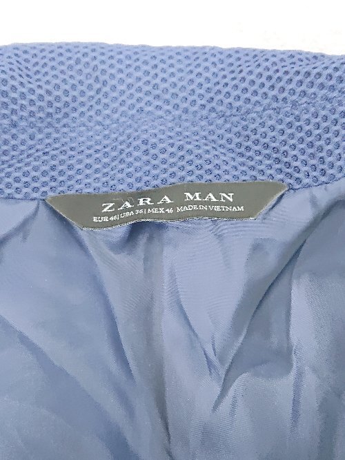 ◇ ZARA MAN ザラ マン メッシュ系 シングル 2B 長袖 テーラードジャケット サイズEUR 46 USA 36 MEX 46 ネイビー メンズ P_画像3