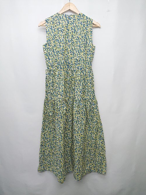 * SHIPS any floral print back Zip no sleeve long One-piece size F yellow navy multi lady's P
