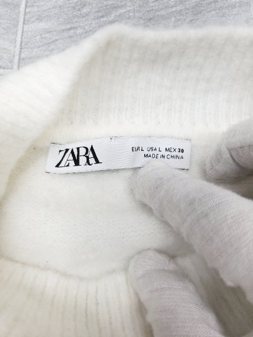 ◇ ZARA ザラ フリル かわいい 長袖 ニット カットソー サイズEUR L ホワイト レディース P_画像3