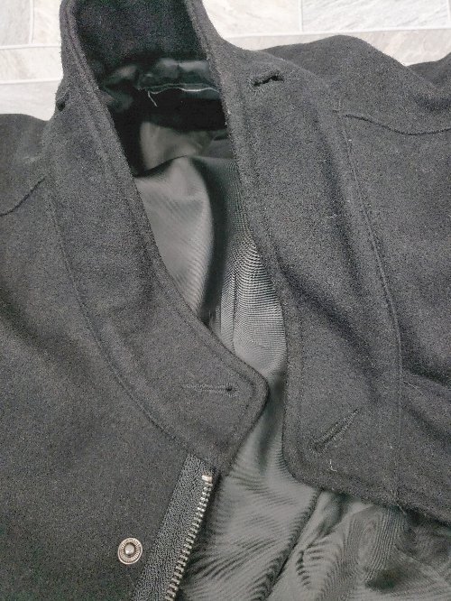 ◇ unrelaxing アンリラクシング ジップアップ ウール混 シンプル 通勤 長袖 コート サイズS ブラック メンズ P_画像6