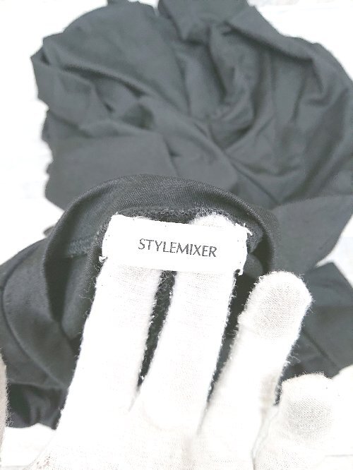 ◇ STYLEMIXER スタイルミキサー 無地 シンプル 長袖 膝下 ワンピース サイズF ブラック レディース P_画像3