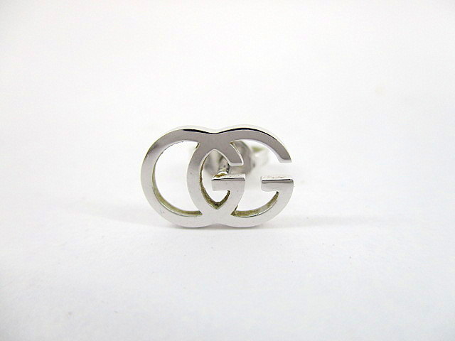 1 иен * Gucci GUCCI серьги GG Logo K18 WG белое золото 750 аксессуары ювелирные изделия одна сторона уголок только 0.94g б/у 