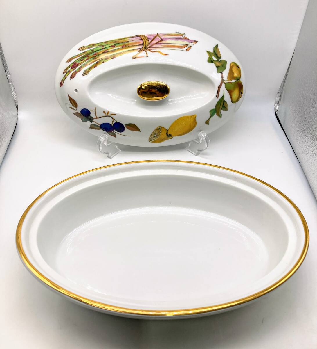 蘇さ(MtY1613) 洋食器 ロイヤルウースター RoyalWorcester EveshamGold キャセロール パイディッシュ おまとめ 中古品 80サイズの画像3