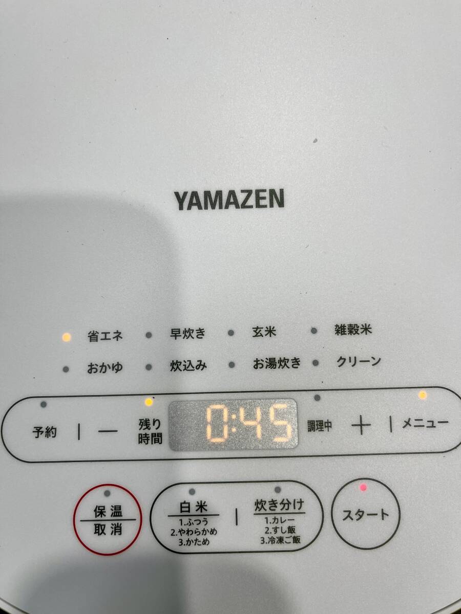 蘇さ(SIY64) YAMAZEN 炊飯器 炊飯ジャー 5.5合 YJP-DM102 ホワイト 通電確認済 中古品 100サイズ の画像3