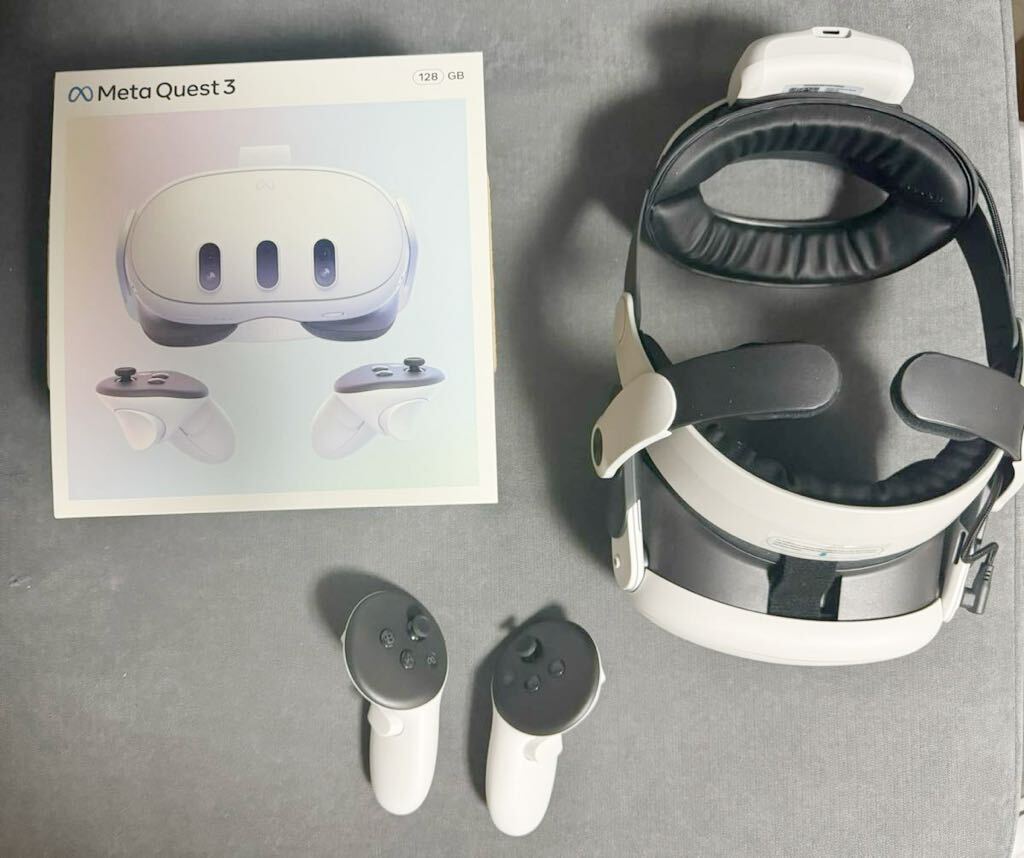 Meta Quest3 128GB Oculus 中古 バッテリーストラップ付きの画像2