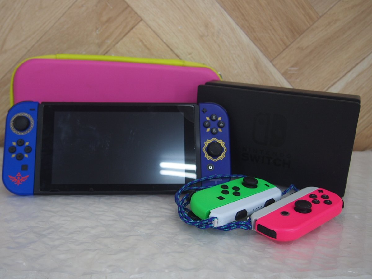 ☆【2K0402-5】 Nintendo ニンテンドー Nintendo SWITCH HAC-001 HAC-015 HAC-016 Joy-Conゼルダデザイン 現状品の画像1