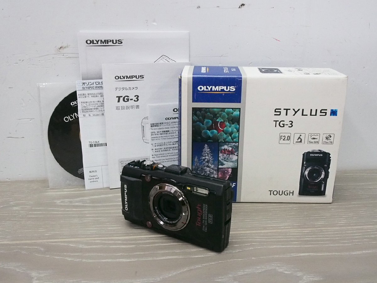 ☆【2K0403-8】 OLYMPUS オリンパス デジタルカメラ STYLUS Tough TG-3 箱、取扱説明書付き バッテリーなし 4.5-18.0mm 1:2.0-4.9 現状品の画像1