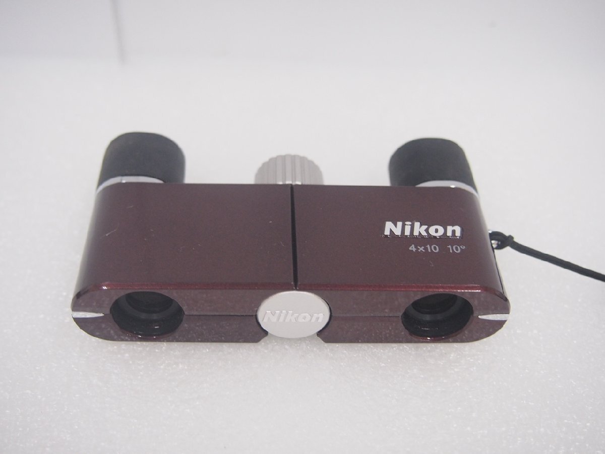 ☆【1R0418-18】 ケース付き ワインレッド Nikon ニコン 双眼鏡 4倍双眼鏡 4×10D 遊 10° 10㎜ CF 動作保証の画像5