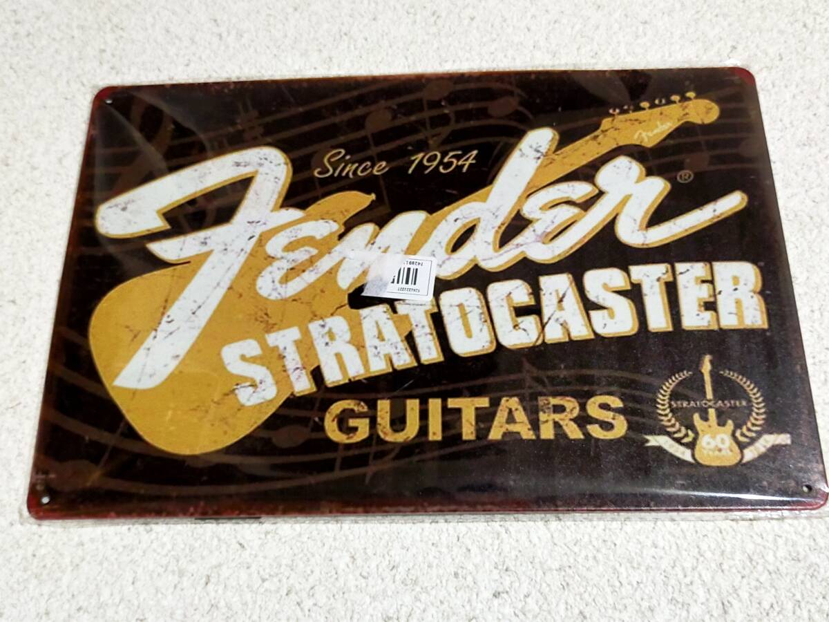 未使用新品●Fender Stratcaster フェンダー 54年 ビンテージ柄 壁掛け●メタルパネル/ウォールアート/金属製 飾りインテリア/店舗オブジェの画像1