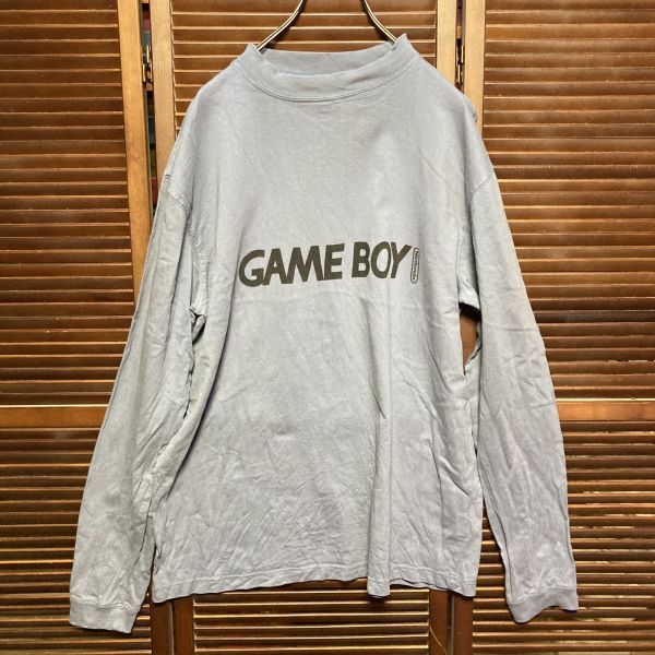 AESE 1スタ 水色 ロゴ 長袖 Tシャツ ロンT ゲームボーイ GAMEBOY レトロ 90s 00s ビンテージ アメリカ 古着 ベール 卸の画像2