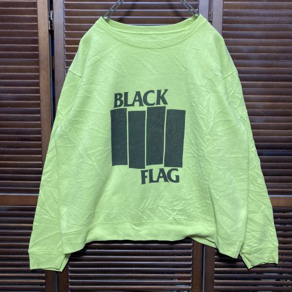 AFHP 1スタ 黄緑 バンド スウェット ブラックフラッグ BLACKFLAG ロゴ - 90s 00s ビンテージ 古着 ベール 卸 仕入れ_画像2